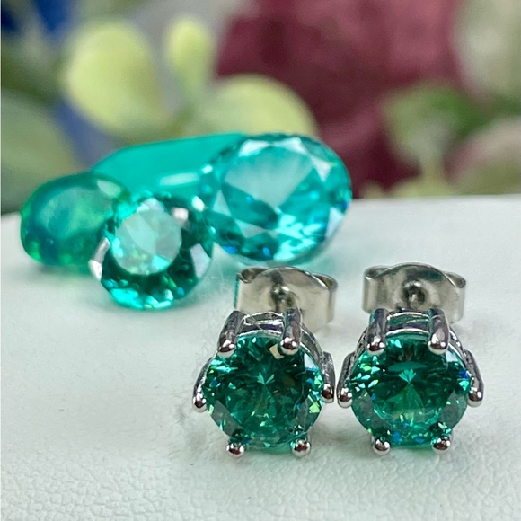 2ct Paraiba Tourmaline Silver 925 Earrings - Picture 10 of 14